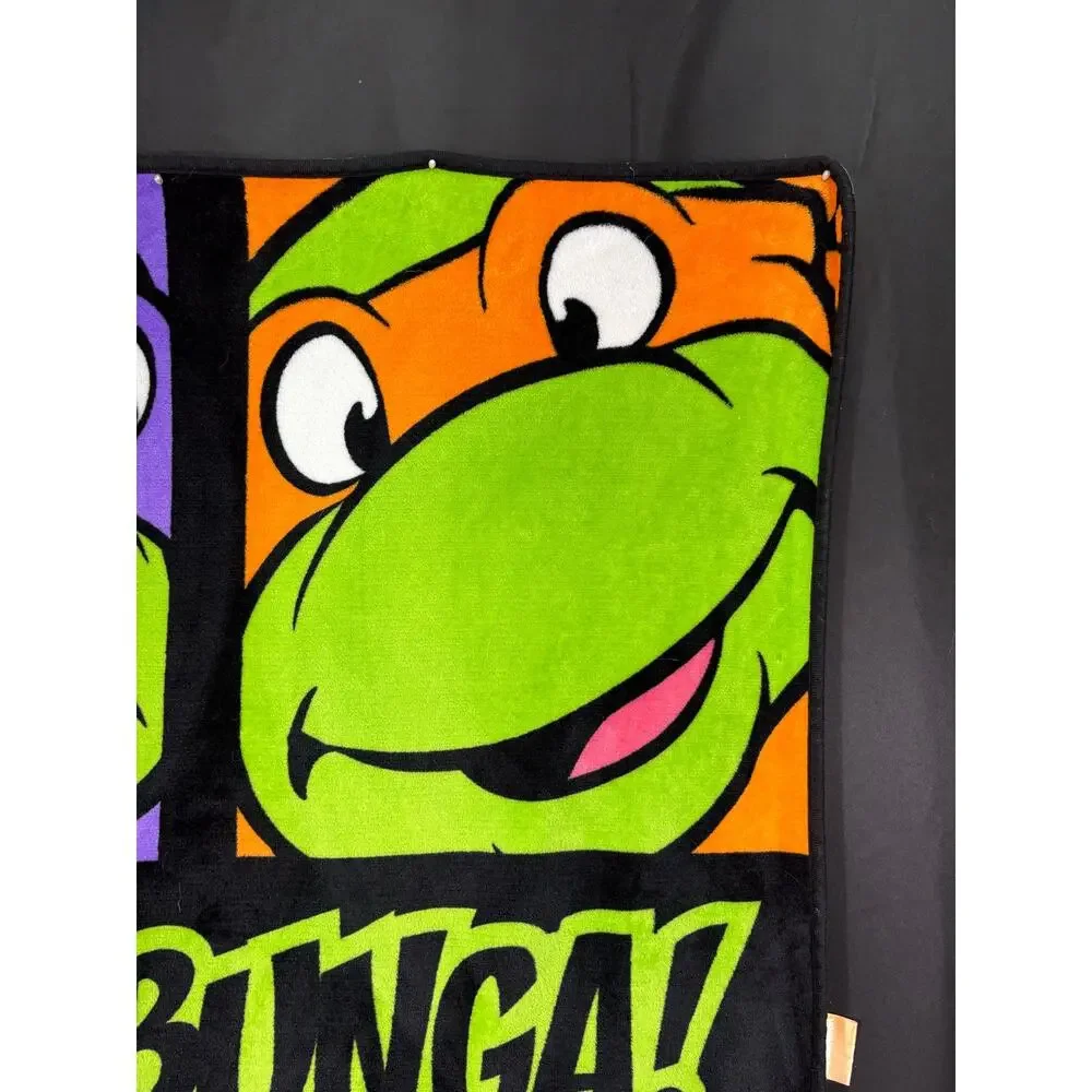 Vintage Nickelodeon Teenage Mutant Ninja Turtle Soft Throw Blanket Cowabunga
